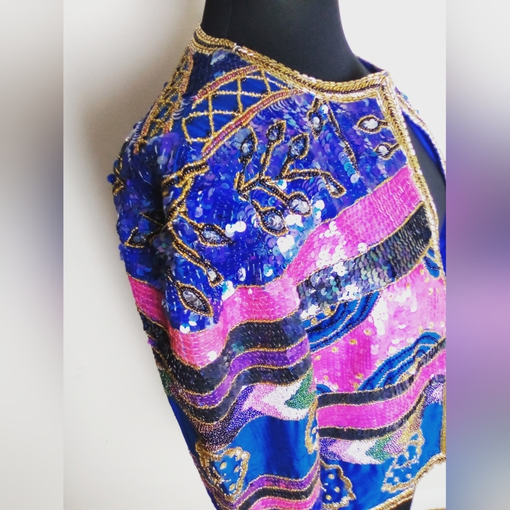 PAPËLL BOUTIQUE EVENING Women's Multicolor Embellished Blazer Size Small - Picture 6 of 10